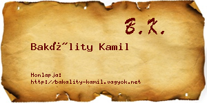 Bakálity Kamil névjegykártya